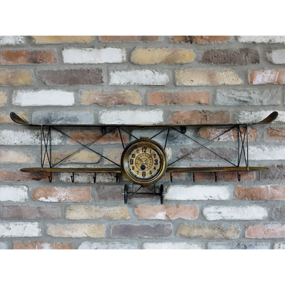Aeroplane Plane Clock Shelf With Hooks