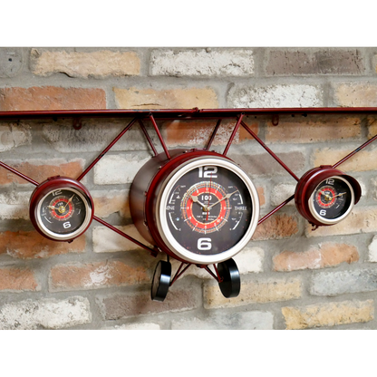 Aeroplane Plane Display Shelf With Clocks