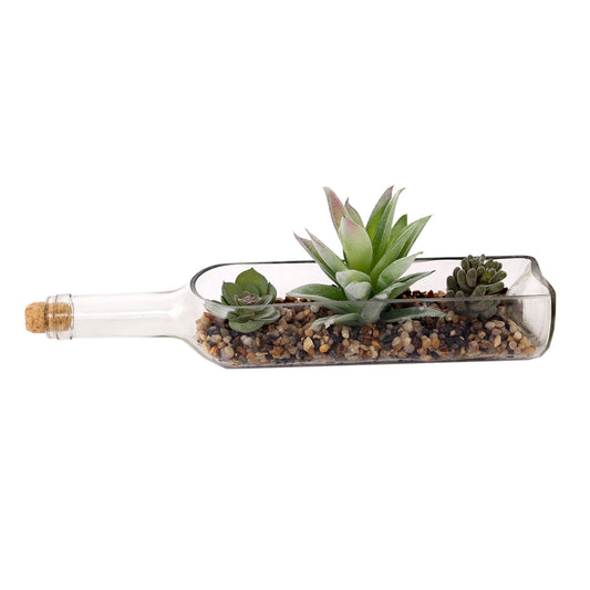 Artificial Succulent Plants In Glass Bottle