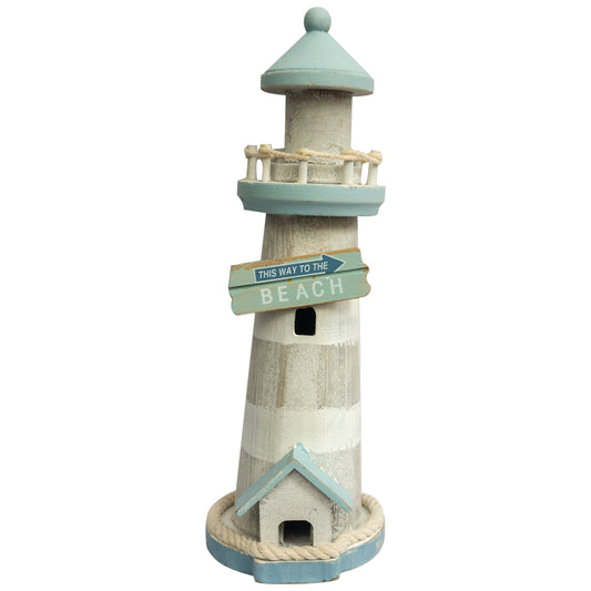 Beach Lighthouse Ornament 29cm Wooden Signal Lighthouse Ornament