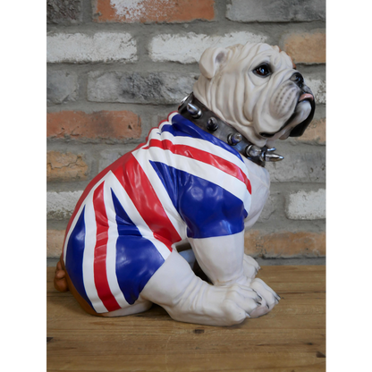 Sitting British Figurine Ornament With Union Jack Flag And Spiked Collar
