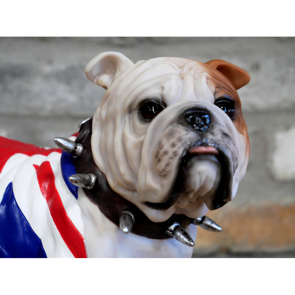 British Bulldog Ornament With Union Jack Flag And Spiked Collar