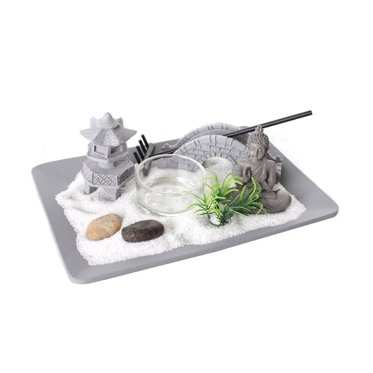 Buddha Zen Garden With Tealight Candle Holder For Stress Relief