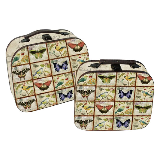 Vintage Style Butterfly Design Wooden Suitcases Wedding Party Boxes