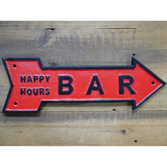 Arrow Shaped Cast Iron Sign Bar Happy Hours 