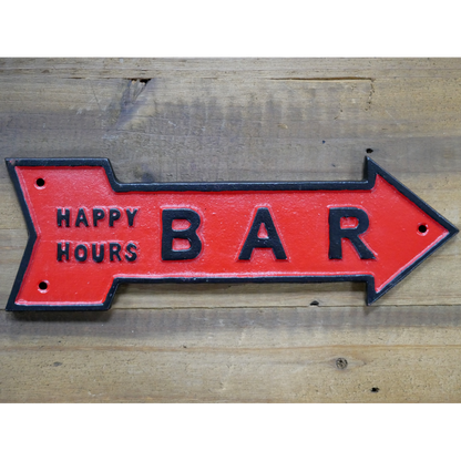 Arrow Shaped Cast Iron Sign Bar Happy Hours 