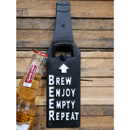 Novelty Cast Iron Beer Bottle Cap Opener Wall Mounted