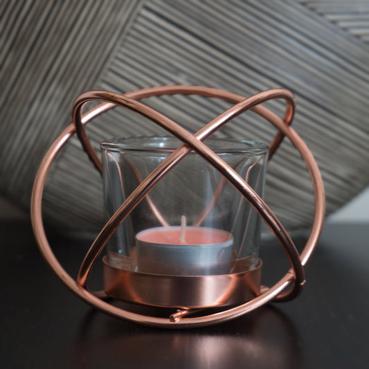 Copper Effect Tea Light Candle Holder