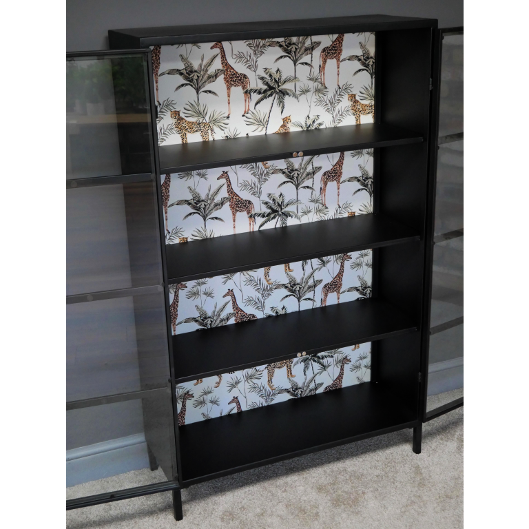 Industrial Style Metal Trophies Display Cabinet With Glazed Doors