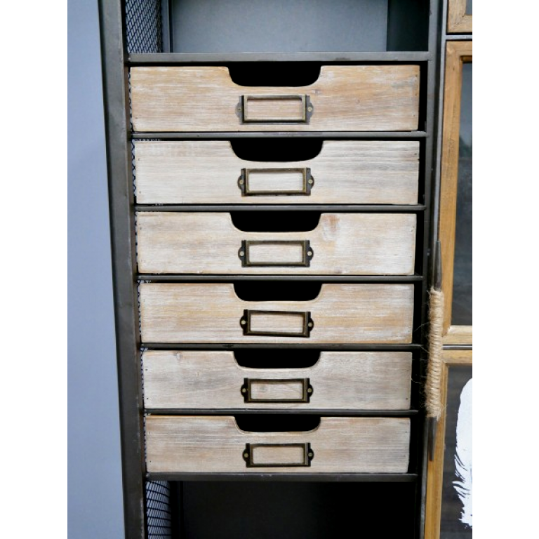 Industrial Display Cabinet Metal Multi Drawers Storage Cupboard