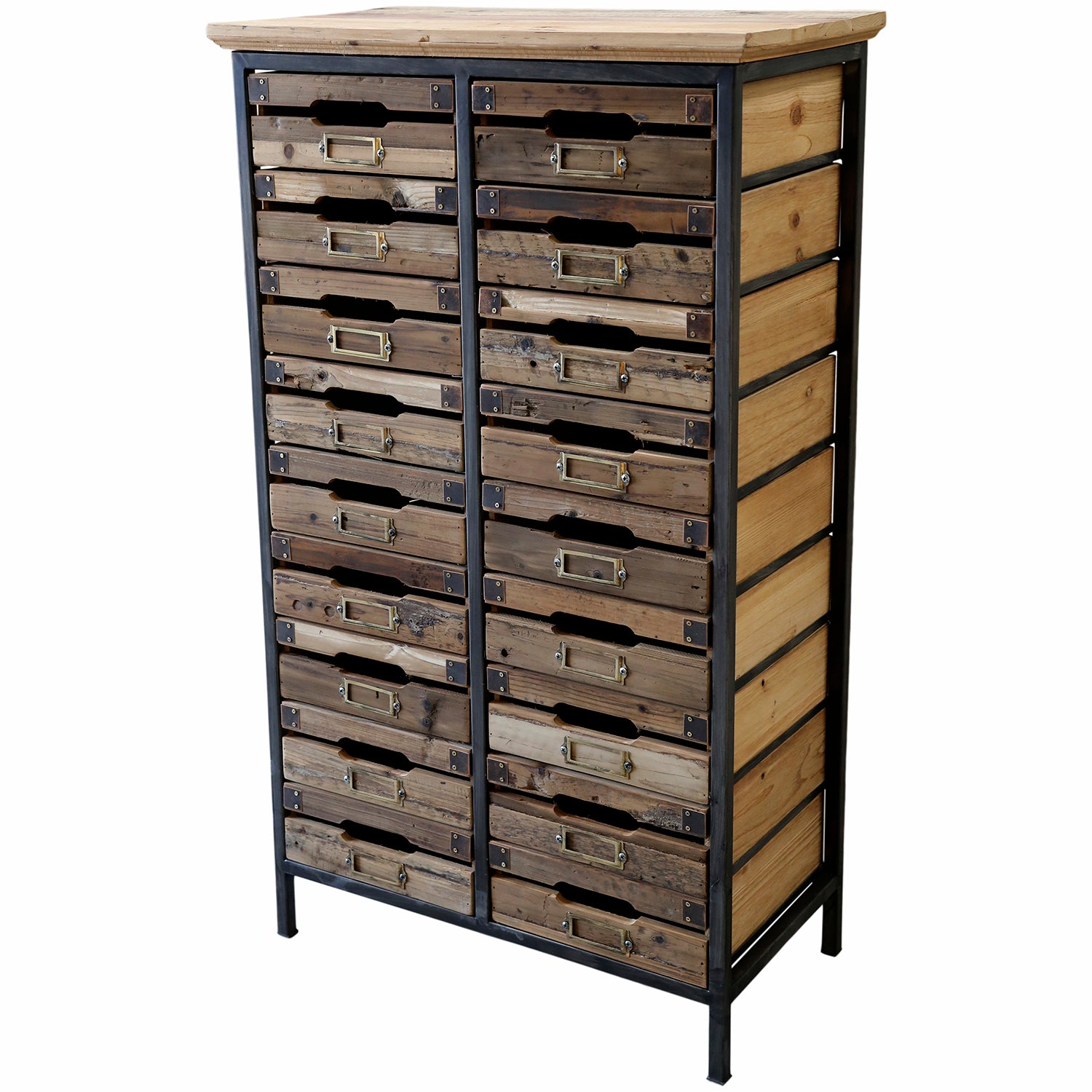 Rustic Style Wooden Drawers Cabinet