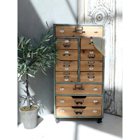 French Style Sorting Cabinet With Drawers and Porcelain Letters