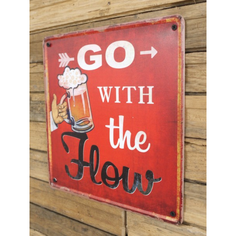 Go With The Flow Bar Metal Wall Sign