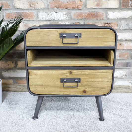 Industrial Style Bedside Drawers Cabinet