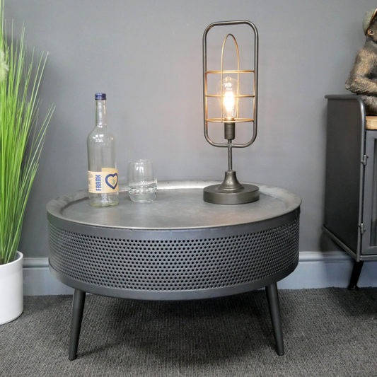 Industrial Style Low Metal Coffee Table - Round