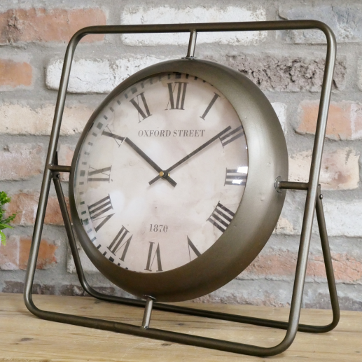 Large Industrial Style Distressed Metal Desk Clock