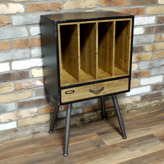 Industrial Style Vinyl Record Filing Cabinet With Drawer