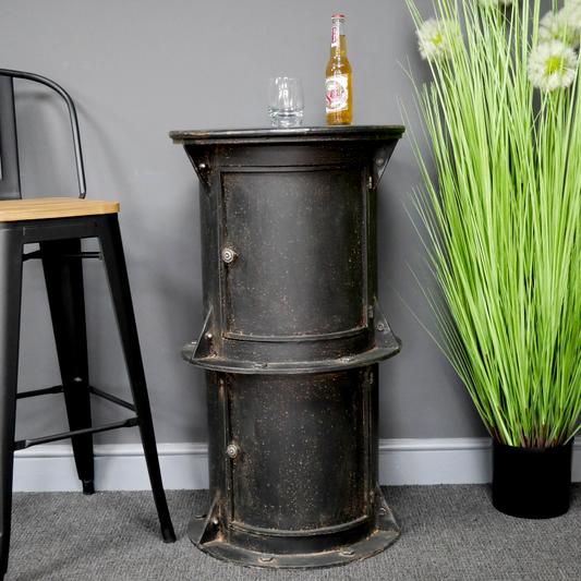 Industrial Style Side Table With Storage Cabinet