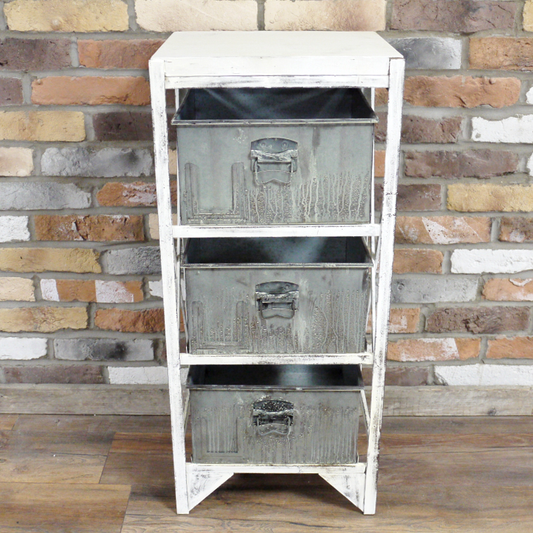 Shabby Chic Industrial Metal Storage Unit With 6 Drawers