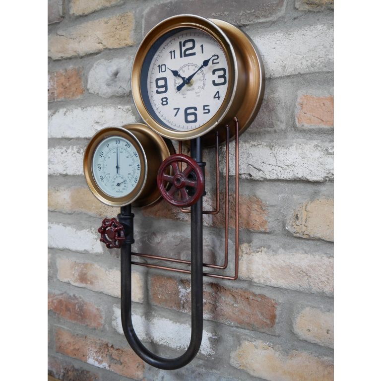 Steam Gear Pressure Gauge Pipe Clock