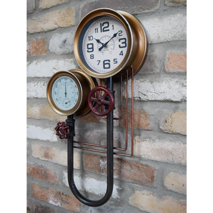 Steam Gear Pressure Gauge Pipe Clock