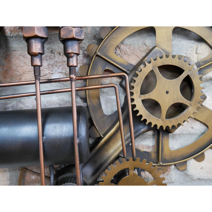 Industrial Style Steampunk Wall Clock Steam Gear Pressure Gauge Pipe Clock