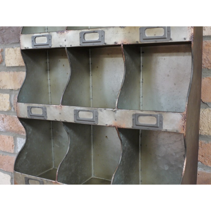 Industrial Vintage Style 9 Pigeon Hole Metal Wall Shelf