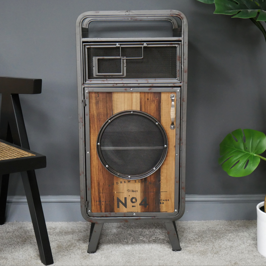 Industrial Style Bedside Cabinet With Storage Cupboard And Drawer