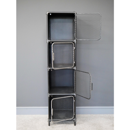 Industrial Style Tall Metal Display Cabinet With Mesh Doors