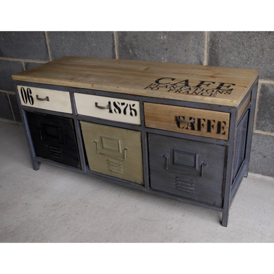 Industrial Style TV Entertainment Metal Drawers Cabinet