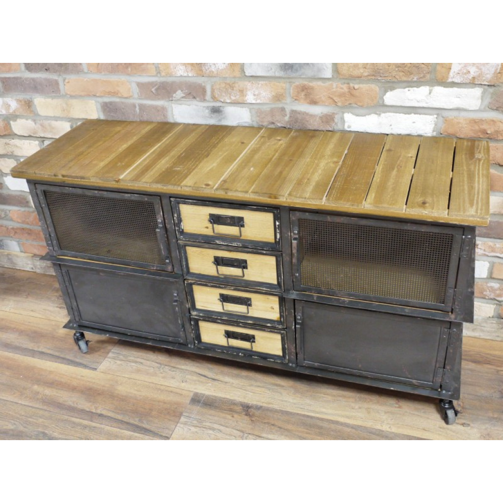 Rustic Industrial Style Multi Drawer Storage Cabinet