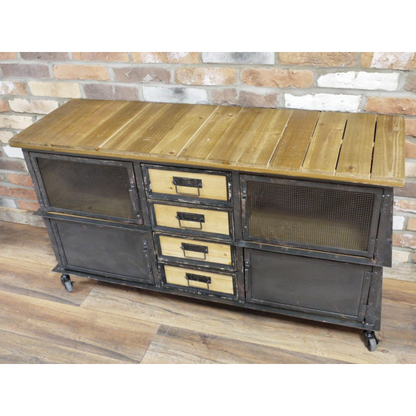 Rustic Industrial Style Multi Drawer Storage Cabinet