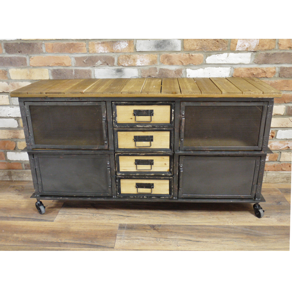 Rustic Industrial Style Multi Drawer Sideboard Cabinet
