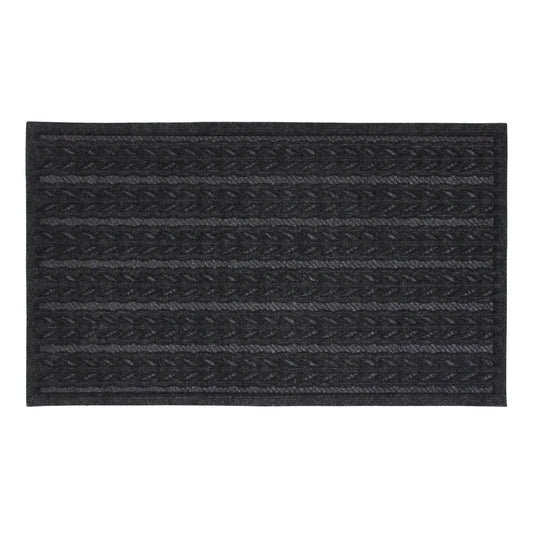 Eco-Friendly Black Knit Design Ribbed Scraper Door Mat 45x75cm