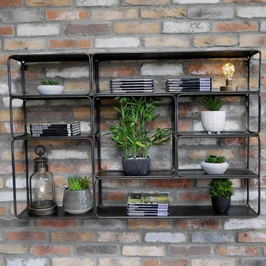 Large Modern Industrial Wall Display Shelf with 8 Compartments