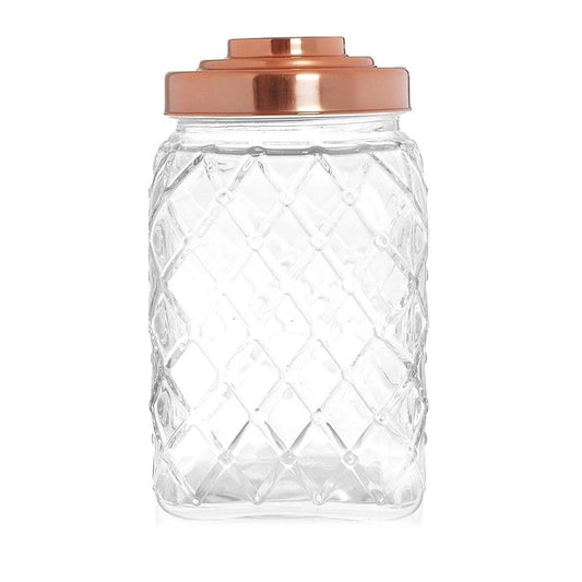 2.5L Square Glass Storage Jar With Copper Lid