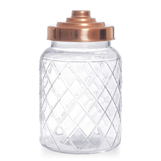 Glass Storage Jar With Copper Lid Tea Coffee Sugar Canister