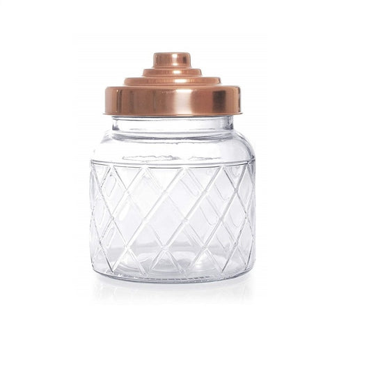 Glass Storage Jar With Copper Lid Tea Coffee Sugar Canister