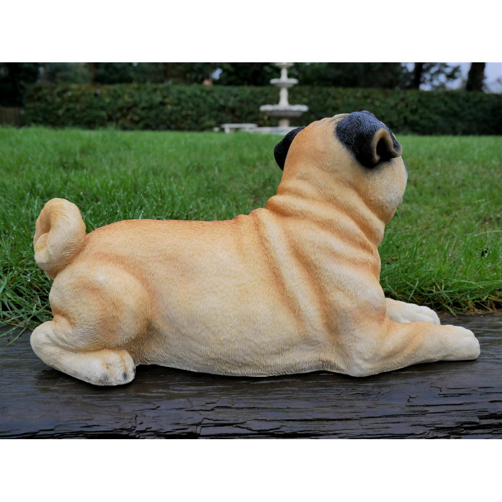Laying Pug Dog Statue Garden Resin Pug Ornament