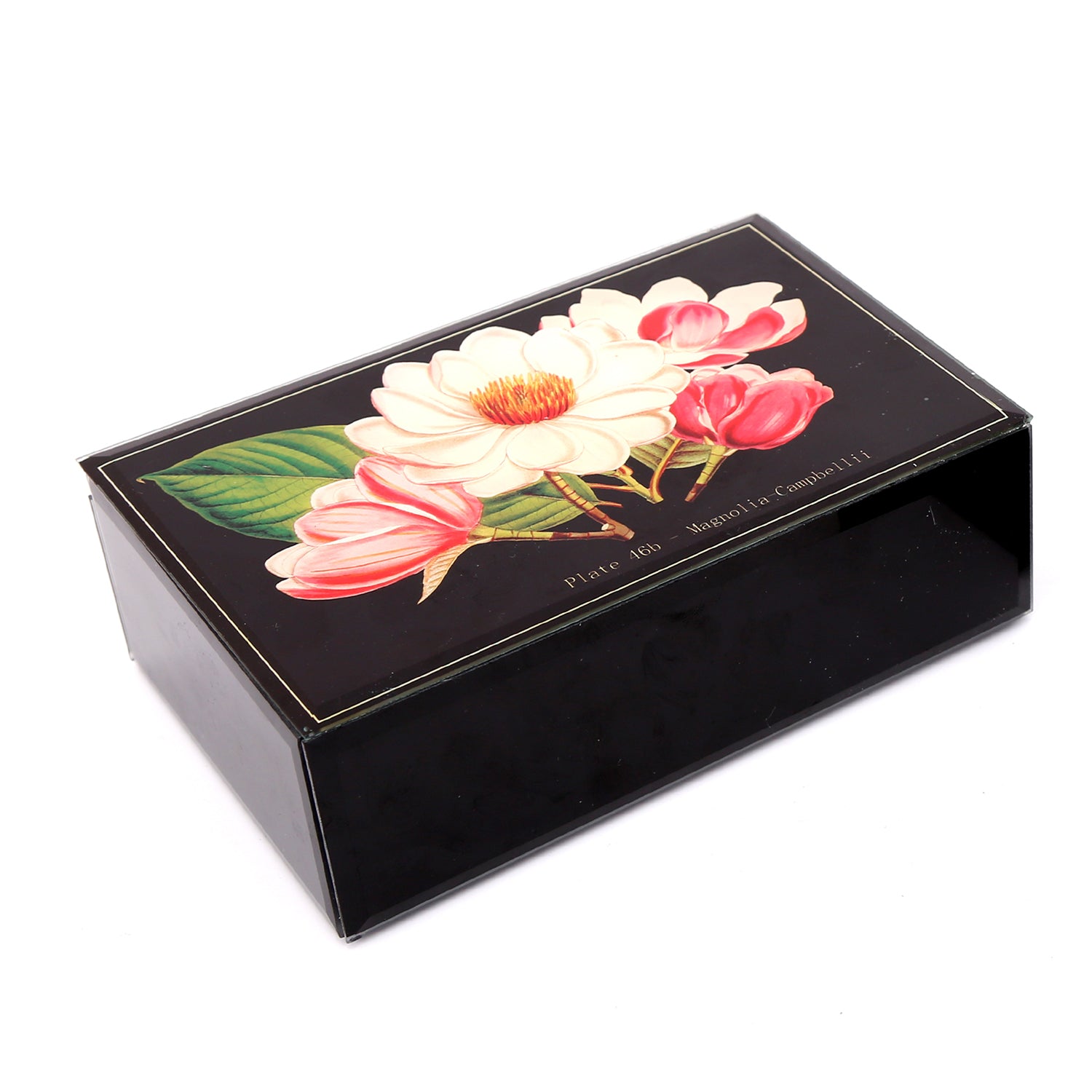 Floral Design Glass Keepsake Storage Box
