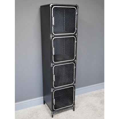 Industrial Style Tall Metal Display Cabinet With Mesh Doors