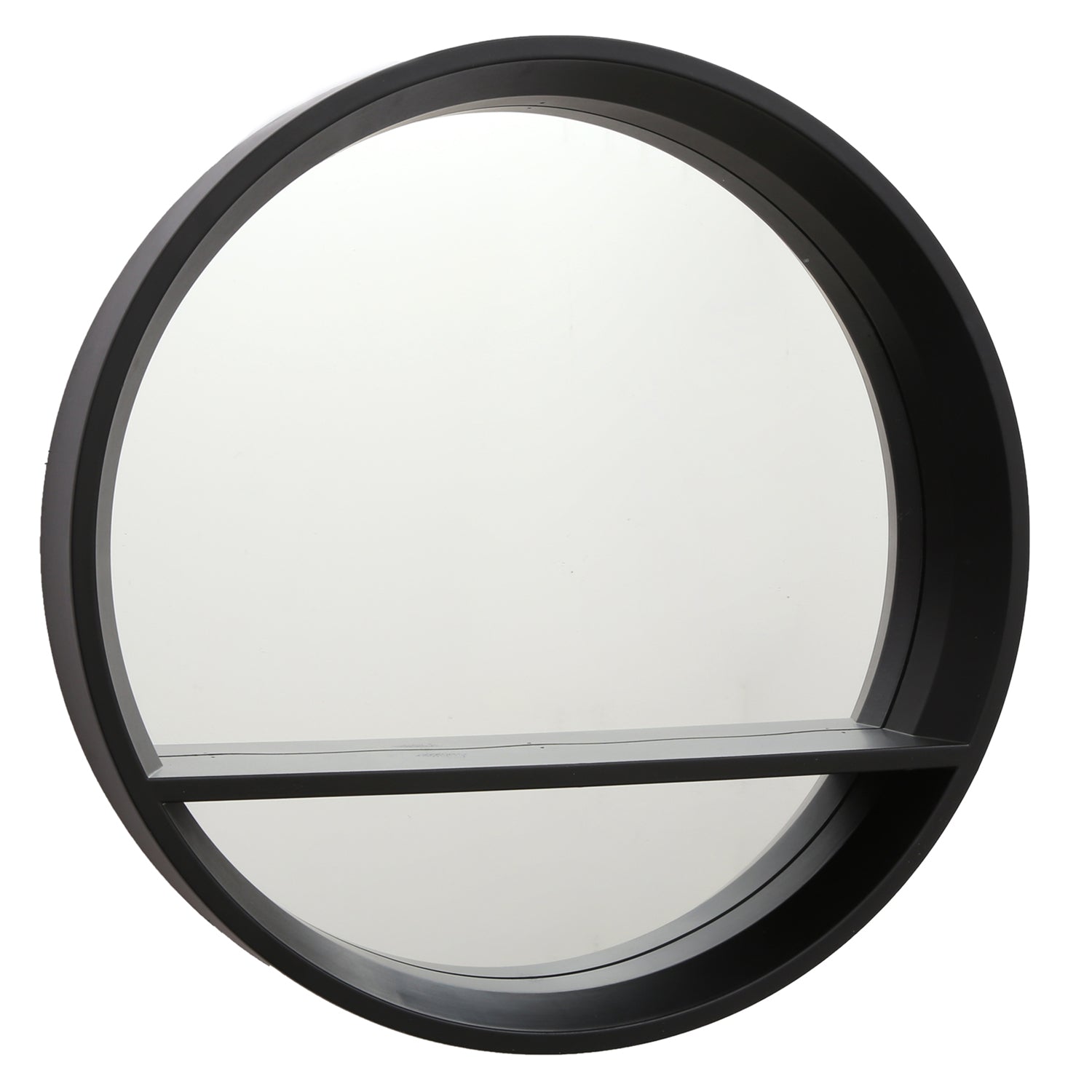 Round Porthole Bathroom Mirror with Shelf - Black