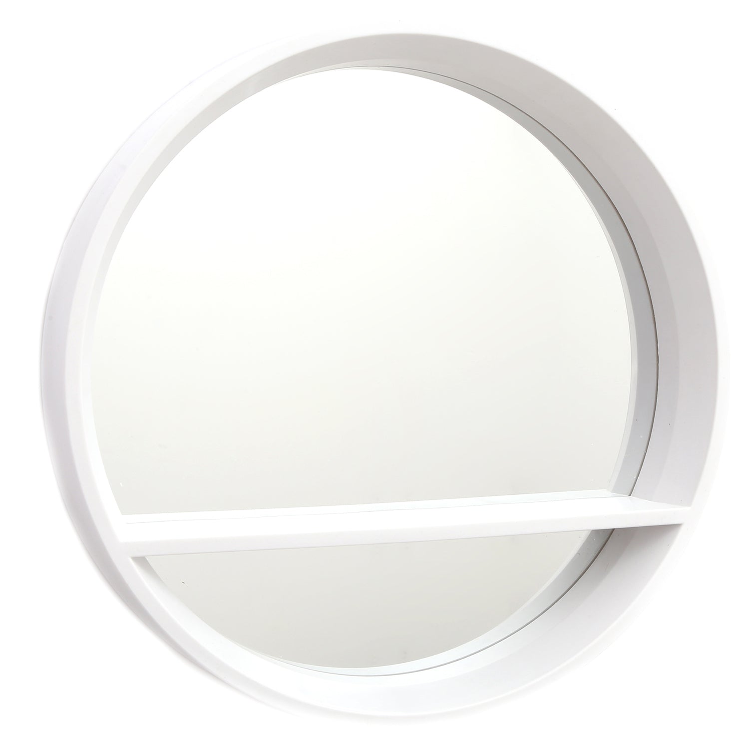 Round Porthole Bathroom Mirror with Shelf - White
