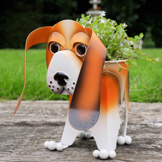 Metal Beagle Dog Planter 