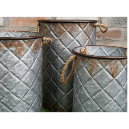 Set of 3 Vintage Metal Planter Bucket