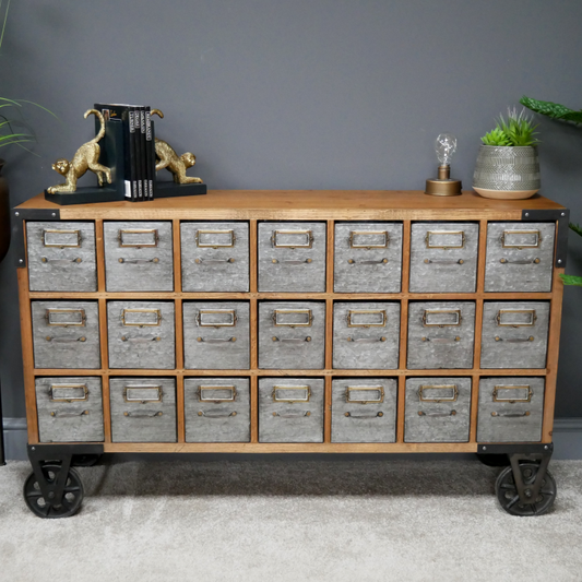 Industrial Style Multi Drawer Cabinet On Wheels