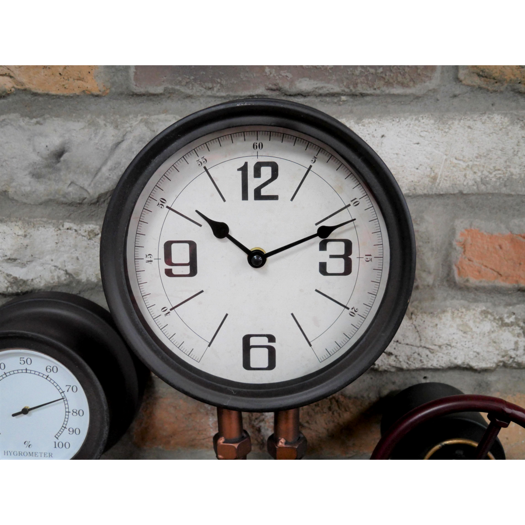 Industrial Style Steampunk Wall Clock Steam Gear Pressure Gauge Pipe Clock