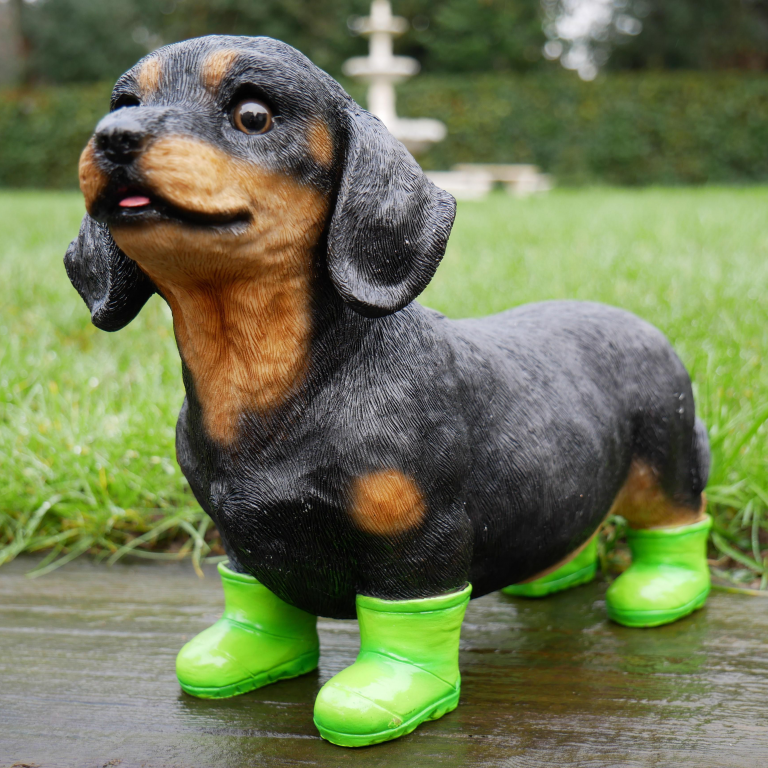 Sausage Dog With Boots Garden Ornament