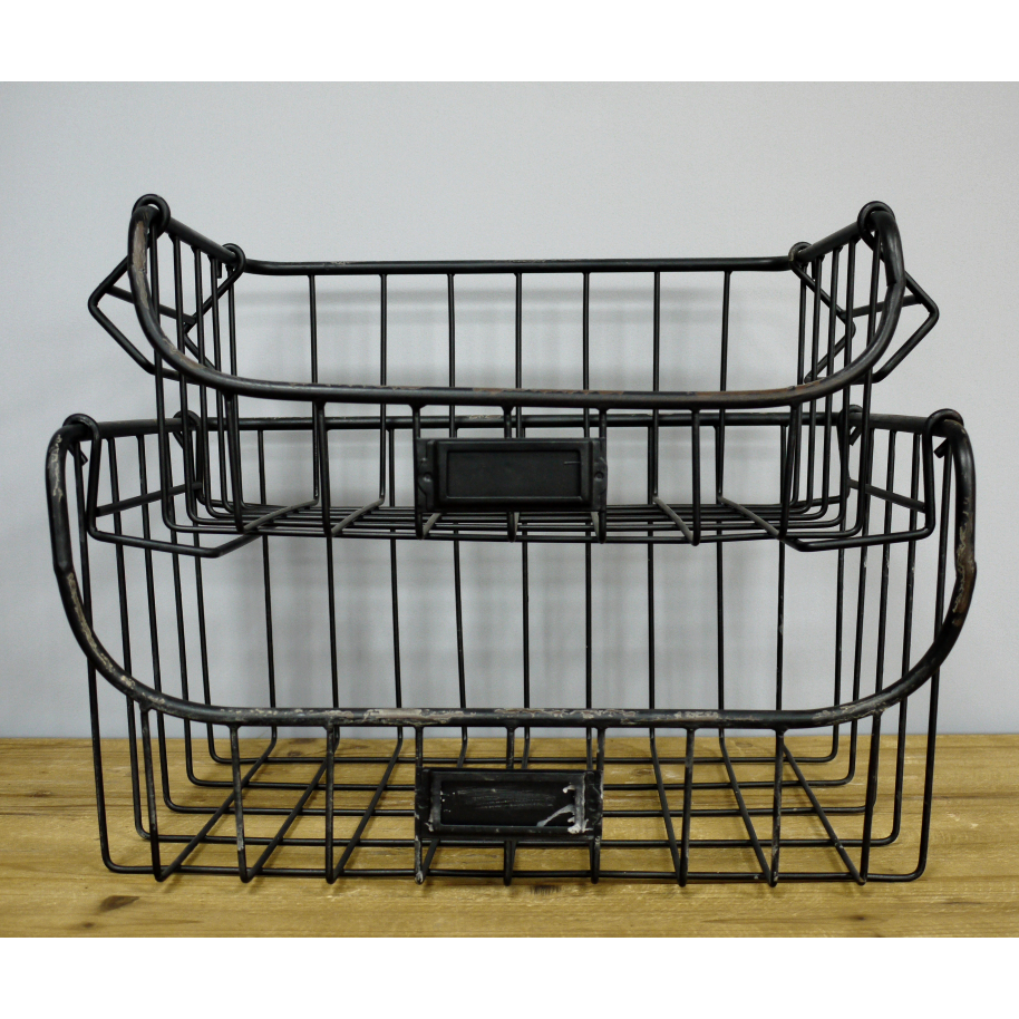 Set Of 2 Metal Baskets Storage Cages