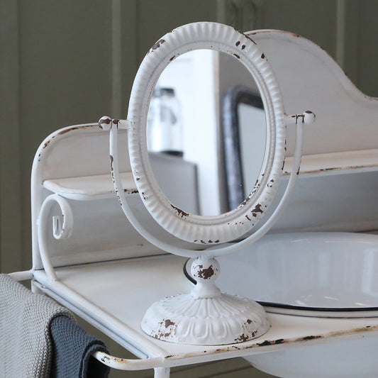 Shabby Chic Oval Table Top Tilt Make Up Mirror